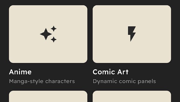 The AI Studio style picker, with Anime and Comic Art styles